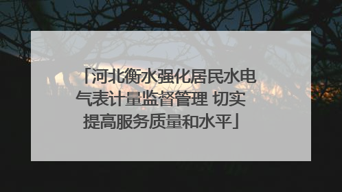 河北衡水强化居民水电气表计量监督管理 切实提高服务质量和水平